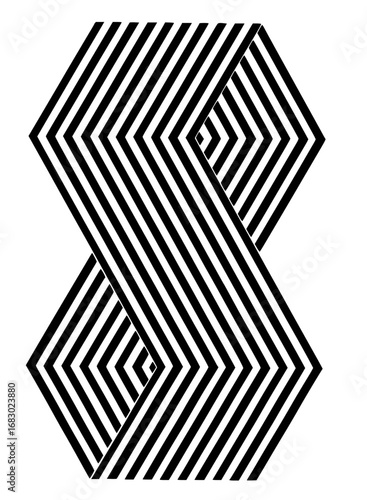 Modern geometric abstract pattern with bold black lines creating optical illusion depth and sophistication