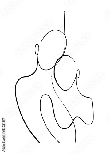Embrace connection with this elegant minimalist line art of a loving couple's tender embrace.