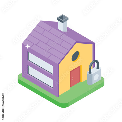 Well crafted isometric icon of secure home