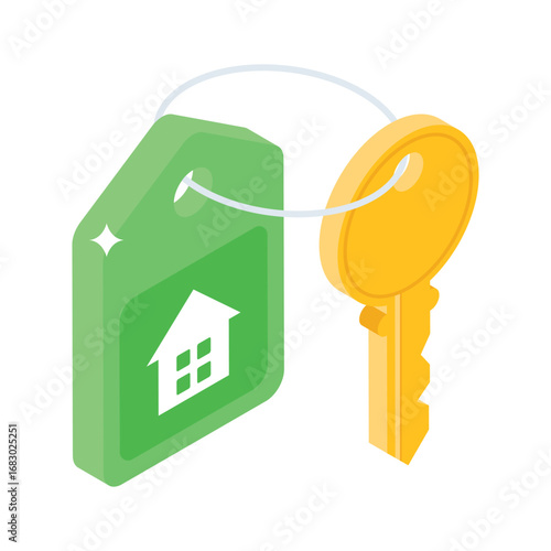 A customizable isometric icon of classic home key