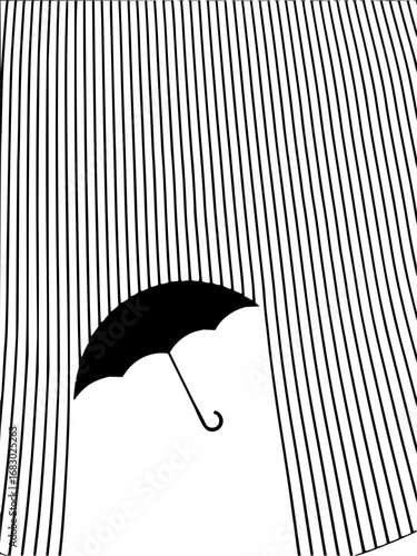 Solitary umbrella bravely shielding from heavy rain, a symbol of resilience and protection.