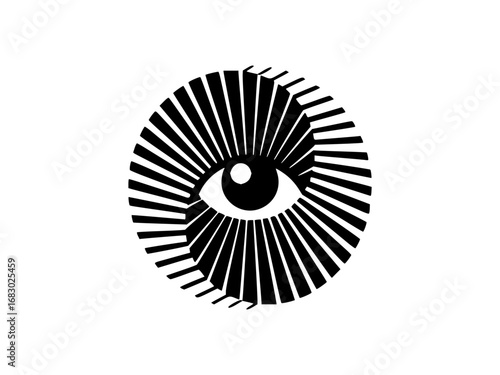 Modern abstract eye logo design with radial lines symbolizing vision and insight