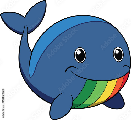 Download this adorable kawaii whale vector illustration! This cute rainbow whale clipart is perfect for adding a touch of happiness to your projects. Use this kawaii image for designs, crafts, and mor