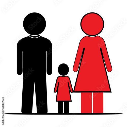 Minimalist Futuristic Family Portrait of Unity and Isolation, Modern Abstract Silhouette Concept Art