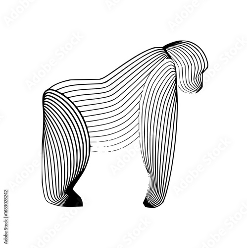 Striking abstract gorilla art with bold line work captures powerful primate essence beautifully
