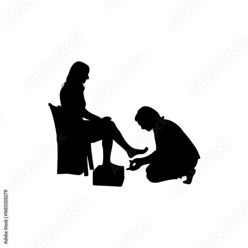 Serene Spa Scene with Woman Receiving Pedicure, Ethereal Light, Relaxation and Blissful Pampering Atmosphere