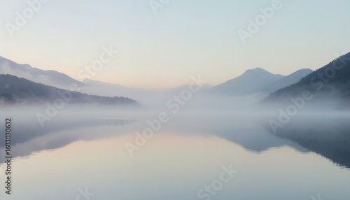 Wallpaper Mural Tranquil Lake Reflecting Misty Mountains Surrounded By Forest Torontodigital.ca