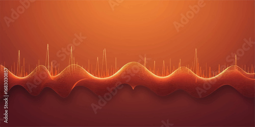A pulsating red heart and a flowing wave of light form a dynamic heartbeat line, an abstract cardiogram of love and health