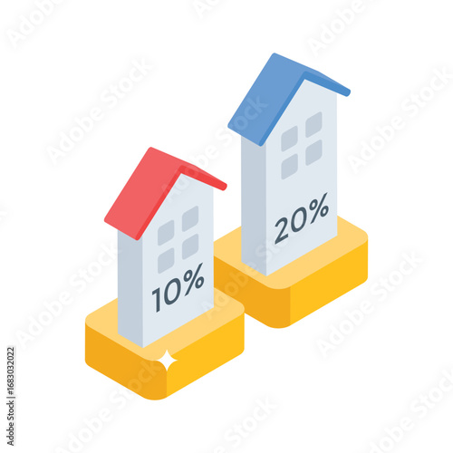 A captivating isometric icon of dynamic estate market