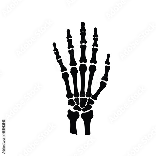Black skeleton hand icon bones anatomy