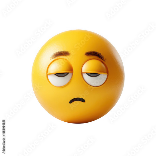 A bored yellow emoticon with heavy eyelids and downturned mouth shows tiredness or dissatisfaction