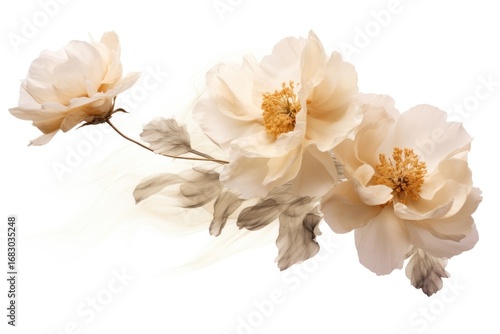 Fototapeta Naklejka Na Ścianę i Meble -  Ink gold peonies blossom flower petal.