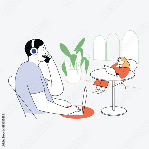 Online Collaboration Conference Call Graphic