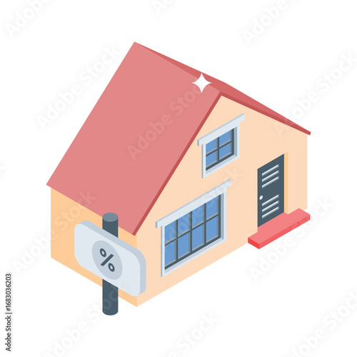 Easy to edit isometric icon of property sale