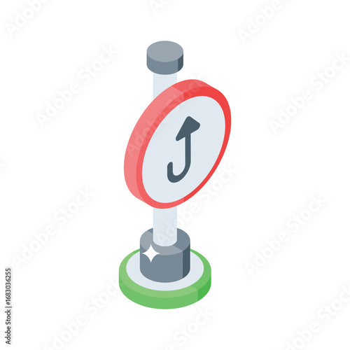 Premium isometric icon of roadside signboard