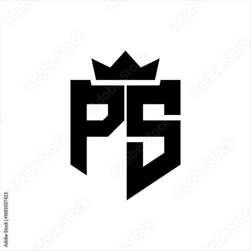 PS Vector image of a shield with a sharp geometric style and a pointed crown