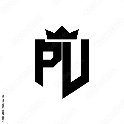 PU Vector image of a shield with a sharp geometric style and a pointed crown