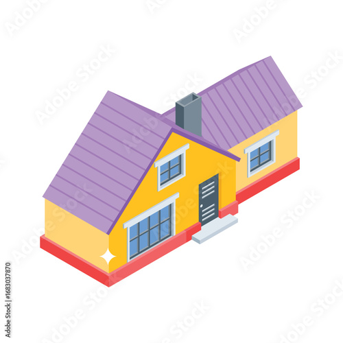Trendy isometric icon of public accommodation building