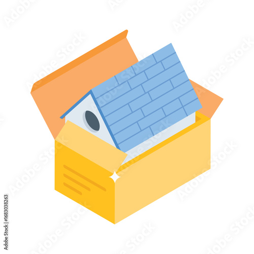 Easy to edit isometric icon of buying new home