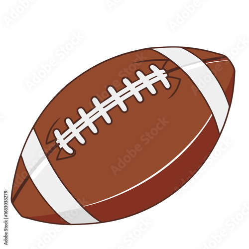 Brown football with white laces and stripes sport game
