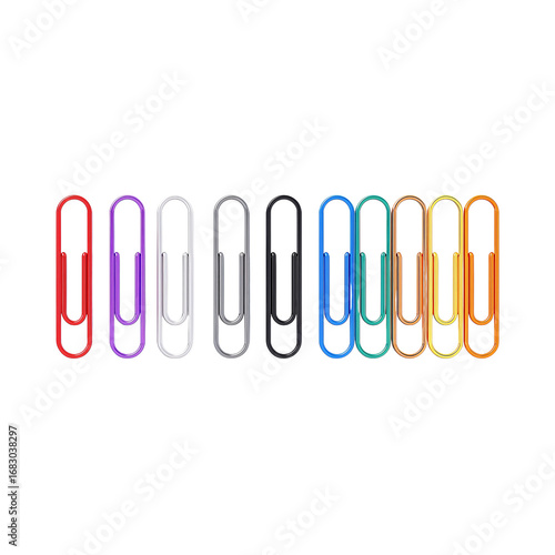 3d icon of colorful paperclips isolated on transparent background