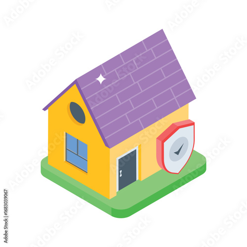 Well crafted isometric icon of home insurance