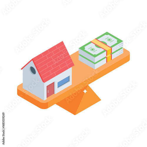 Visually appealing isometric icon of property comparison chart