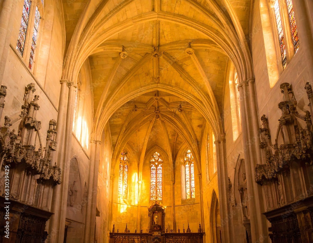 Obraz premium Sunlight-filled church interior