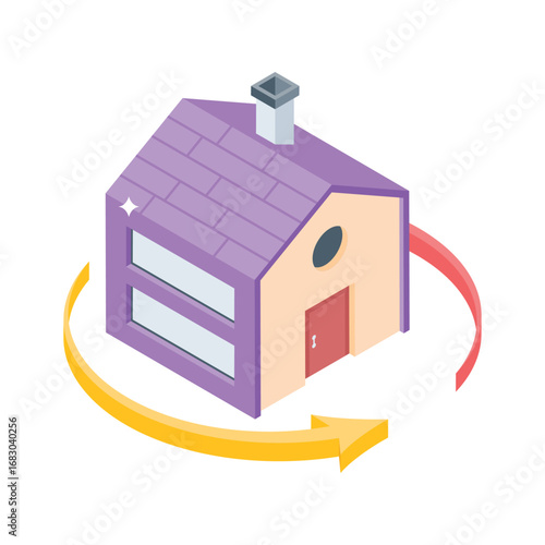 A modern isometric icon of shifting home