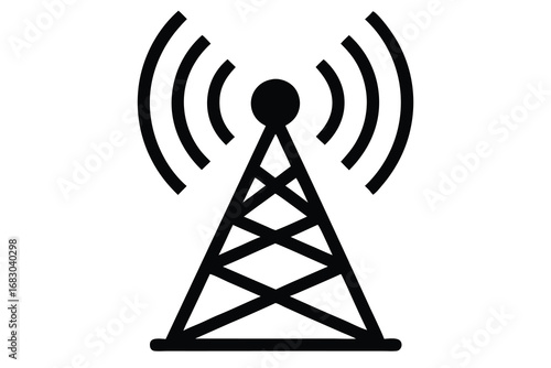 Black and White Antenna Tower Illustration for Communication