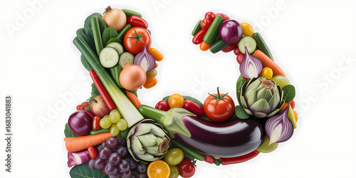 Human Body Made of Vegetables Nutrition Concept | Healthy Eating for Strong Body Illustration | Fresh Vegetables Shaping Human Figure for Wellness