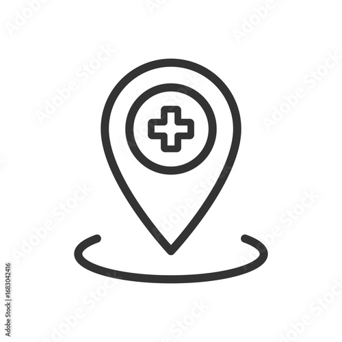 Hospital location linear vector icon