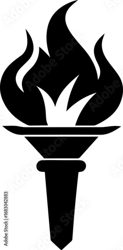 torch with fire silhouette vector illustration