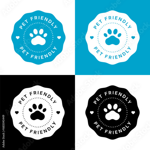 Pet friendly approval seal round vector badges