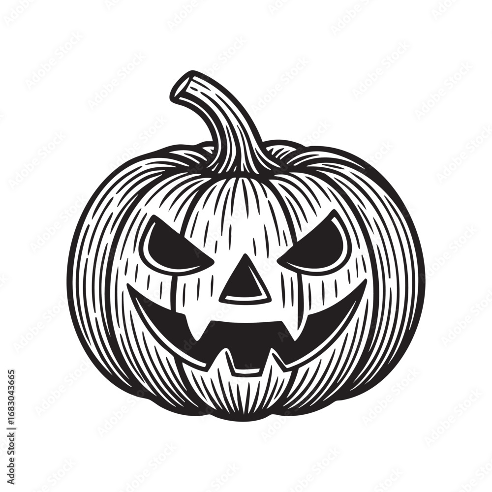 Fototapeta premium Detailed Black and White Sketch of halloween pumpkin generative ai image