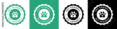 Pet friendly round vector badges collection