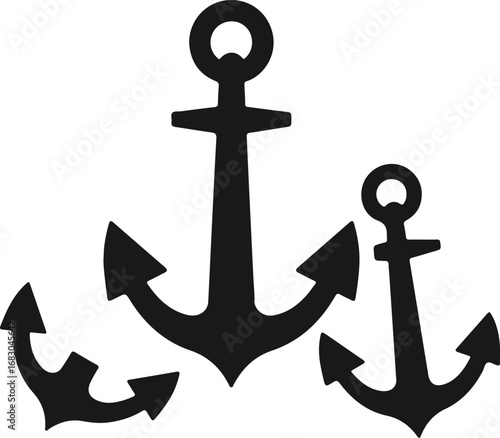 Maritime marine nautical theme anchors symbol set for sailing and ocean voyage design elements