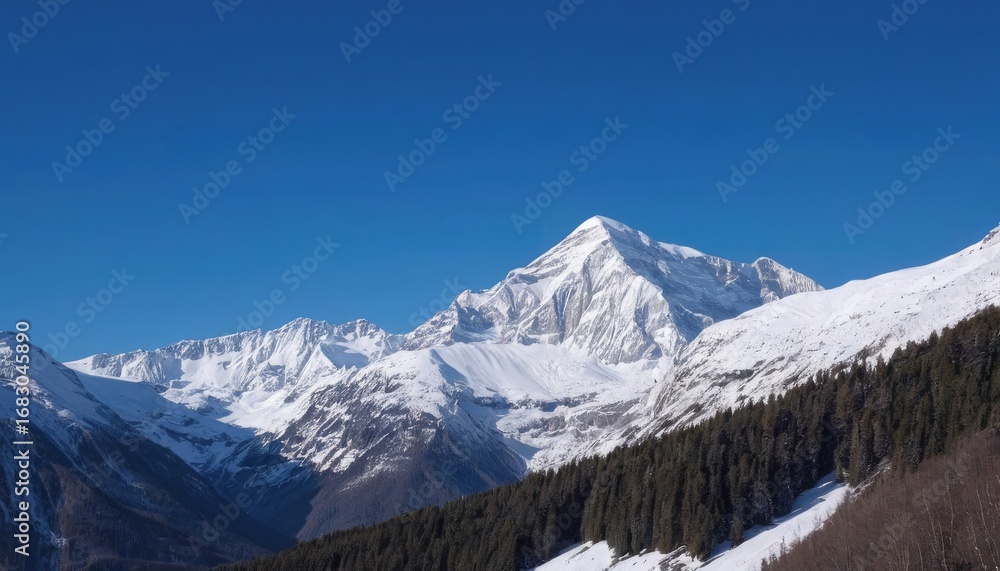 Fototapeta premium Majestic snow-capped mountains under a clear sky. 6