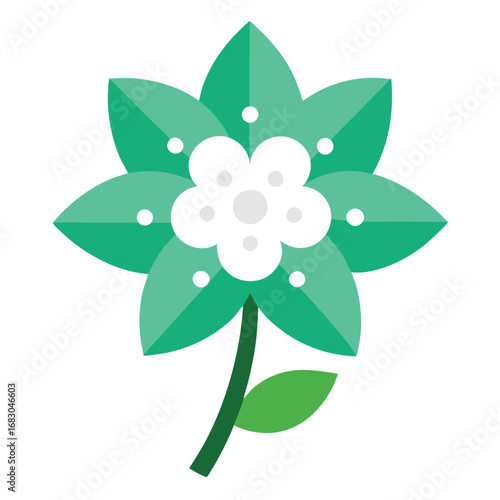 Stylized green lotus flower icon with layered petals vector