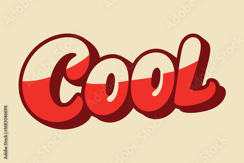 Retro Cool Word Art with Red Fill and Dark Red Shadow Against Cream Background