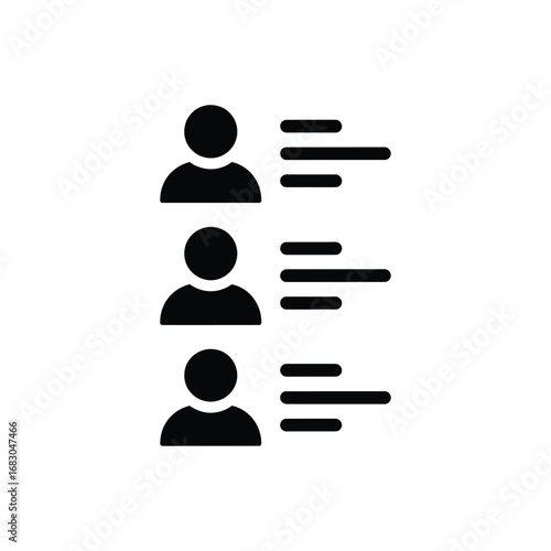 Simple flat icon representing a list of user profiles, customer accounts, or team members with associated data bars