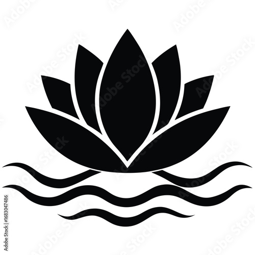 Serene Lotus Flower Water Icon Graphic