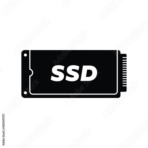 Solid State Drive (SSD) Vector Illustration for Computer Storage and Performance Enhancement
