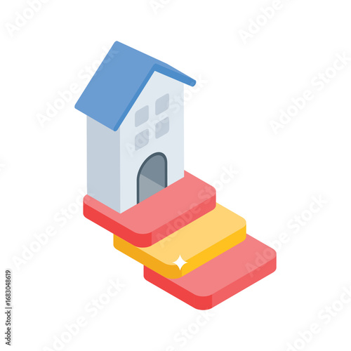 A modern isometric icon of rising property growth