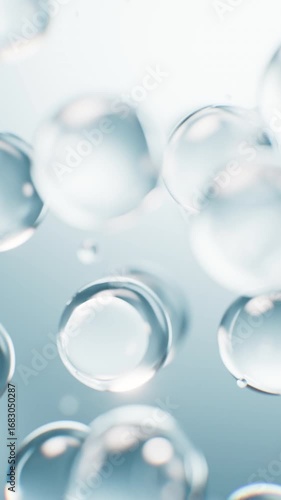 Blue liquid water bubbles background, 3d rendering.