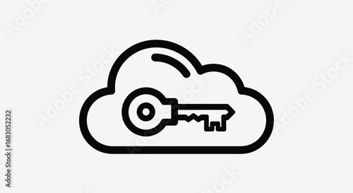 Vector illustration of securing cloud data with a key for access
