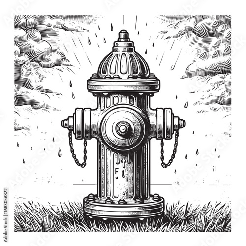 water hydrant hand drawn graphic vector illustration