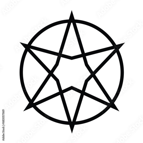 Black pentagram symbol icon on white background occult