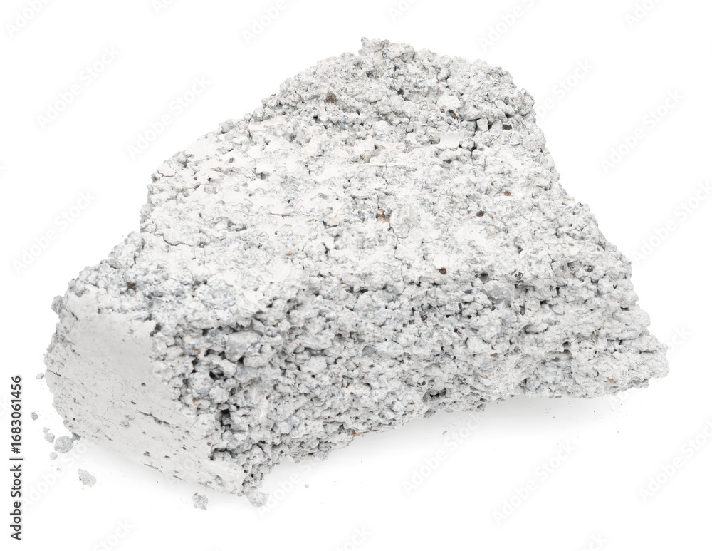 Obraz premium piece of cement isolated on white background close up. chipped concrete piece
