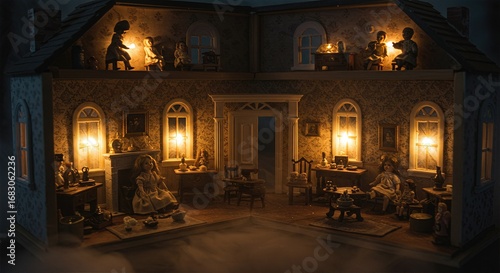 Wallpaper Mural Haunted dollhouse miniature victorian rooms with tiny furniture porcelain dolls Torontodigital.ca